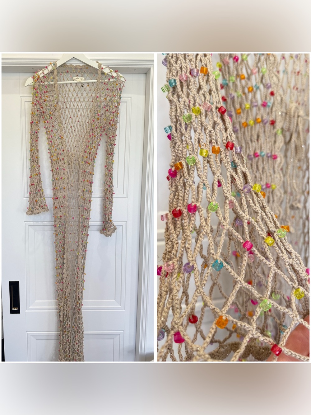 NWOT CAPITTANA DEBORAH BEADED CROCHET CARDIGAN RAINBOW XS/S RET $399 FESTIVAL